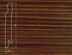 Плинтус шпонированный Pedross (Педросс) SEG-100 Венге Стрип (полосатый) 2500x95x15 Основа плинтуса - древесина хвойных пород, лицевая сторона - шпон натурального дерева, покрытый лаком.