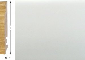 Плинтус шпонированный Tecnorivest (Текноривест) Белый Гладкий 2500x100x15 фигурный Высококачественный итальянский плинтус с верхом из цельного шпона, покрытого UV-лаками на водной основе.
