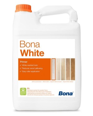 Однокомпонентная грунтовка Bona (Бона) White (5 л) Однокомпонентный полиуретано-акриловый грунт перед нанесением финишных слоёв лака Bona. Придаёт белый оттенок, степень которого регулируется количеством слоёв.