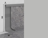 Профиль для заведения линолеума на стену Dollken (Долкен) HK100 Алюминиевый Металлик 436А/1436 2500x100x30