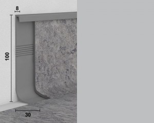 Профиль для заведения линолеума на стену Dollken (Долкен) HK100 Светло-серый 138 2500x100x30 Профиль инновационный с компенсатором предназначен для идеального перехода гибких напольных покрытий на стену.